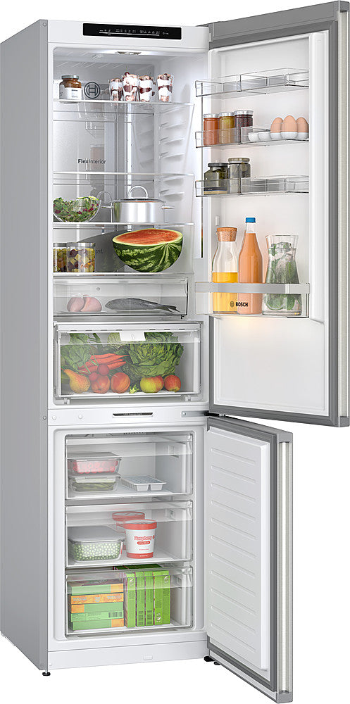 Bosch - 500 Series 12.8 Cu. Ft Bottom-Freezer Counter-Depth Smart Refrigerator - Stainless Steel