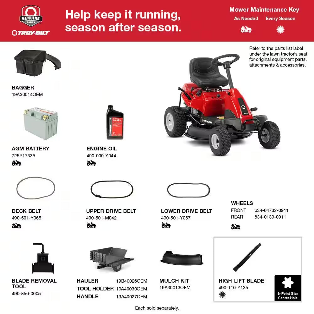 Troy-Bilt TB30B 76.2 cm 10.5 HP Gas Rear Engine Riding Mower Mulch Kit